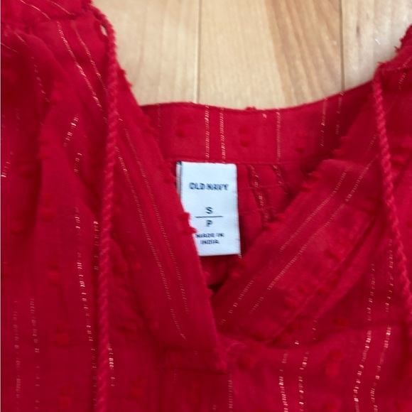 Old Navy Red Long Sleeve Tie Front Blouse - Picture 2 of 3